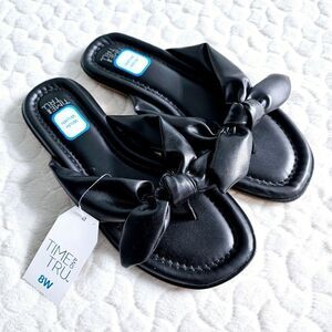 New Time and Tru bow sandals black 8W 8 wide